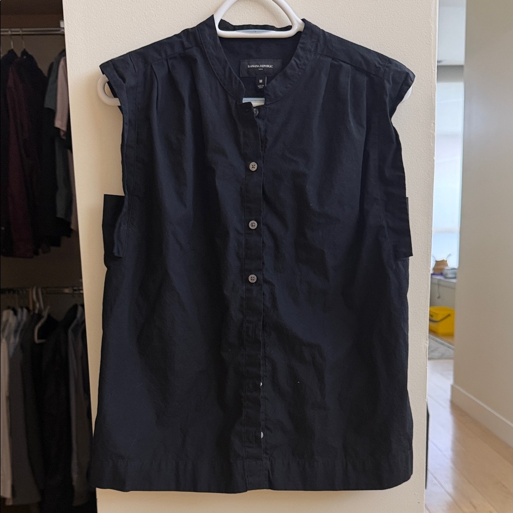 Banana Republic Black Top with Button Placket